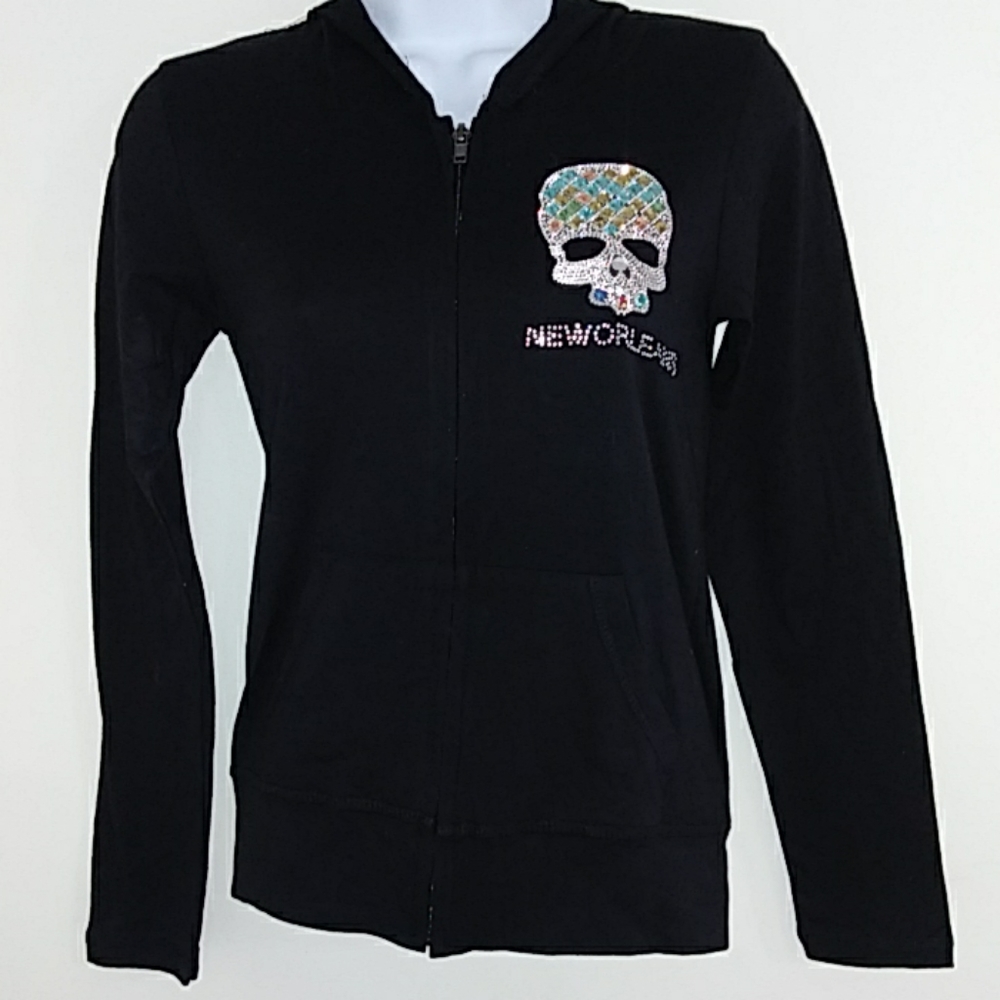 Women's Long Sleeve Black Full Zipper Hoodie Sz. S